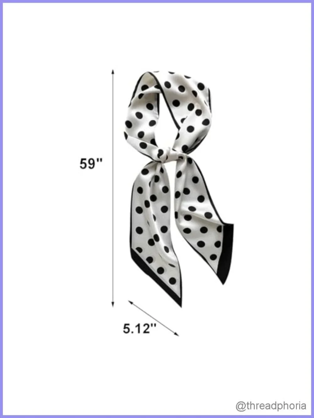 Women's Polka Dot Skinny Scarf Long Versatile Bandana Bag Accessory